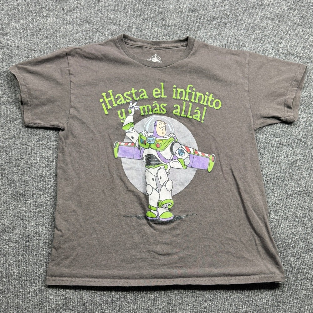 Disney Buzz Lightyear Toy Story T Shirt Kids L Gray Spanish Graphic Tee